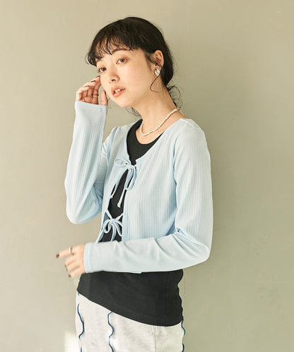 薄紗 短款 蝴蝶結 開衫