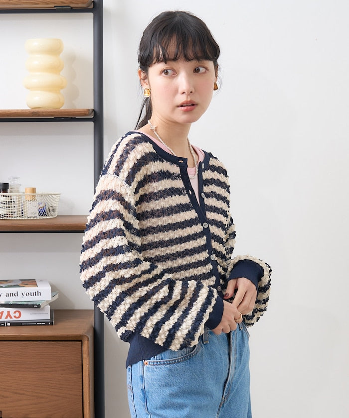 2way 透視 邊框 針織開衫