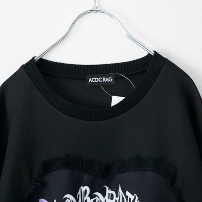 ACDC RAG 愛情朋克 蕾絲心形 大號 衛衣上衣 黑色 (RG4495BK)