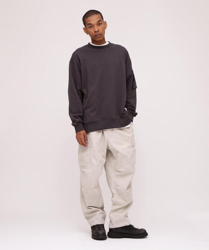 BAGGY FIT MIL. POCKET CREW NECK SWEAT
