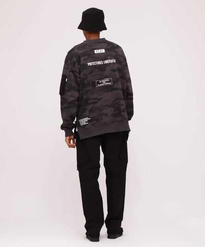 BAGGY FIT MIL. POCKET CREW NECK SWEAT