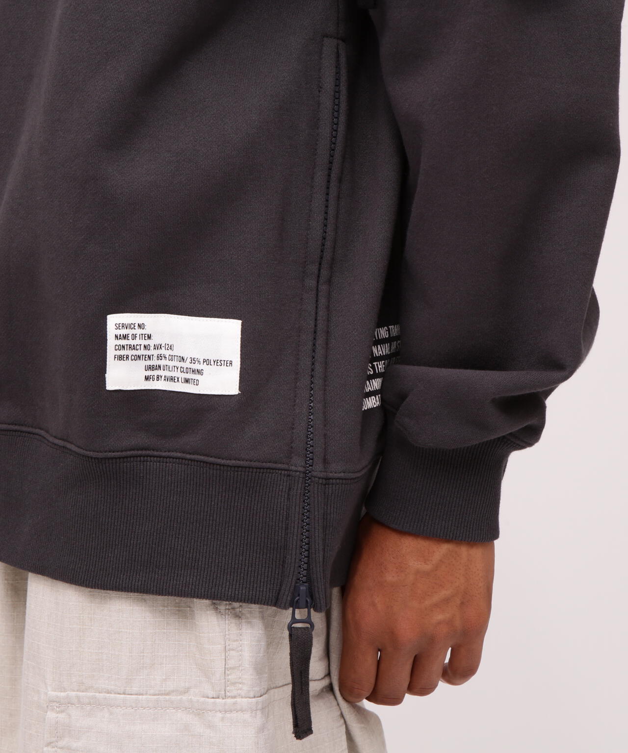 BAGGY FIT MIL. POCKET CREW NECK SWEAT
