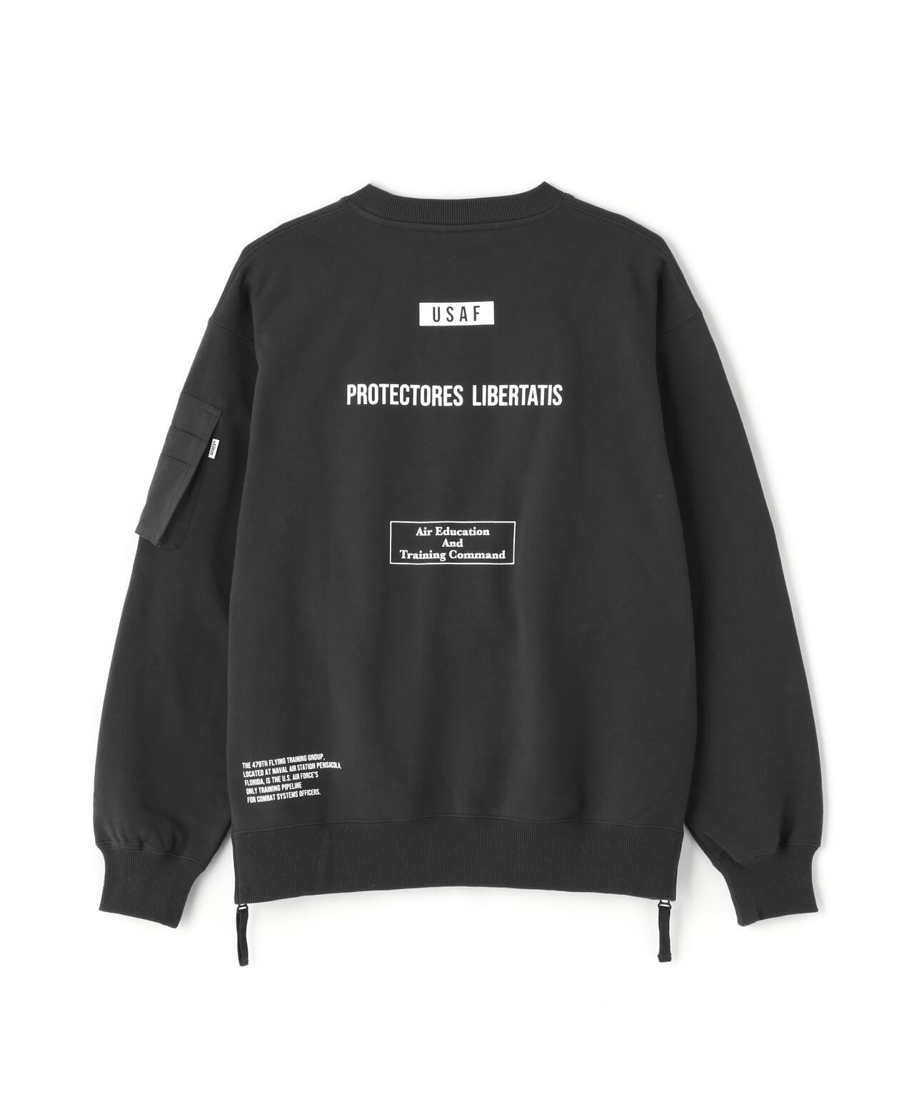 BAGGY FIT MIL. POCKET CREW NECK SWEAT