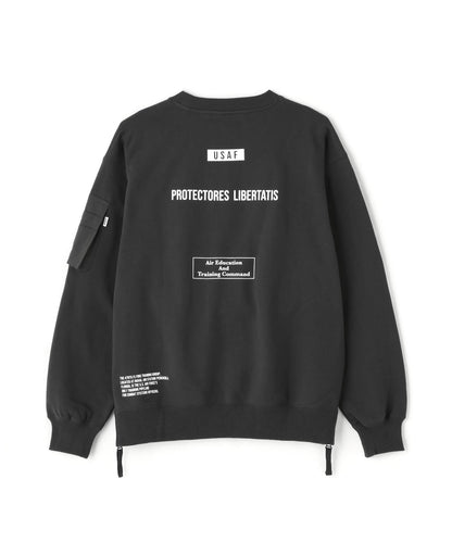 BAGGY FIT MIL. POCKET CREW NECK SWEAT