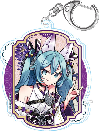 《初音未來》_百鬼夜行 亞克力鑰匙扣 妖狐(紫藤)