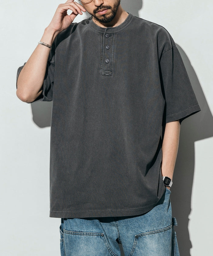 10.5盎司 重量無側縫 圓領 顏料T恤 美國棉