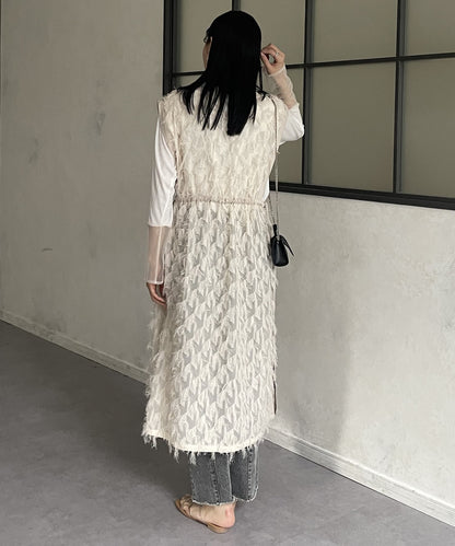 流蘇側邊蝴蝶結連衣裙
