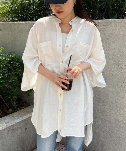 【體型遮蓋】亞麻粘膠多爾曼襯衫