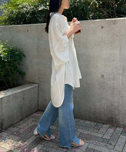 【體型遮蓋】亞麻粘膠多爾曼襯衫