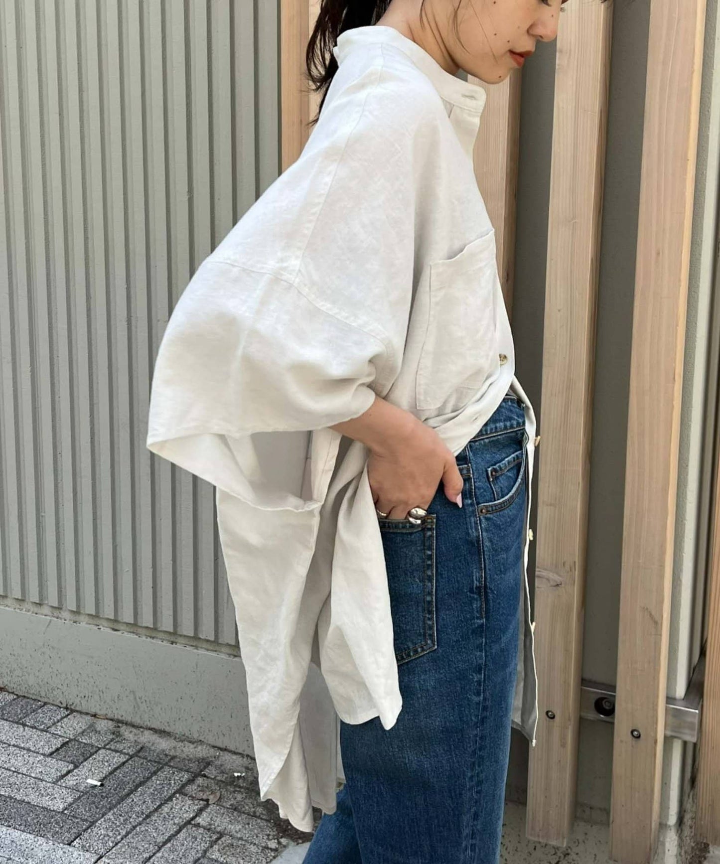 【體型遮蓋】亞麻粘膠多爾曼襯衫