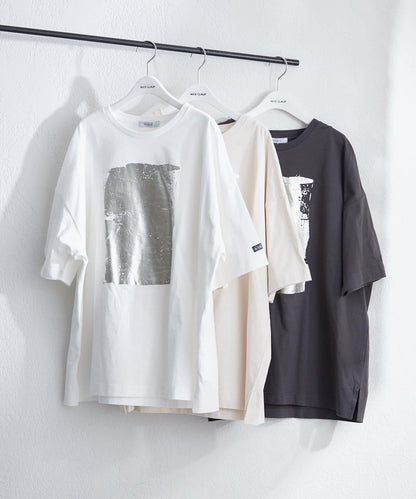 【NUNIFE/】箔印花大T-shirt