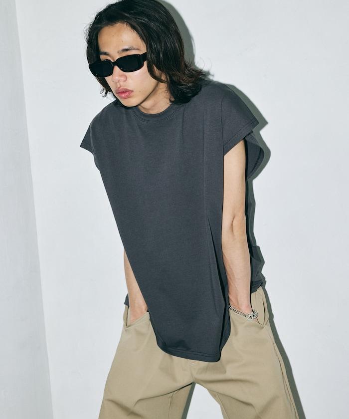 寬鬆版型 下垂肩 無袖 圓領T恤