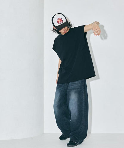 寬鬆版型 下垂肩 無袖 圓領T恤