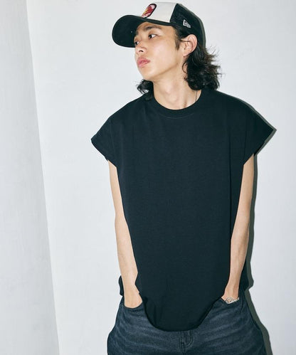 寬鬆版型 下垂肩 無袖 圓領T恤