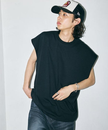 寬鬆版型 下垂肩 無袖 圓領T恤