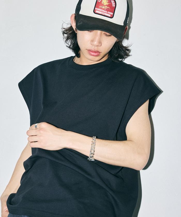 寬鬆版型 下垂肩 無袖 圓領T恤