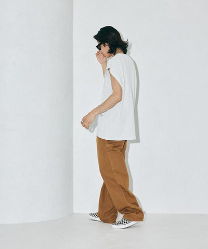 寬鬆版型 下垂肩 無袖 圓領T恤