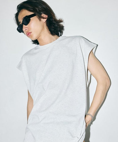 寬鬆版型 下垂肩 無袖 圓領T恤