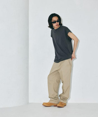 寬鬆版型 下垂肩 無袖 圓領T恤