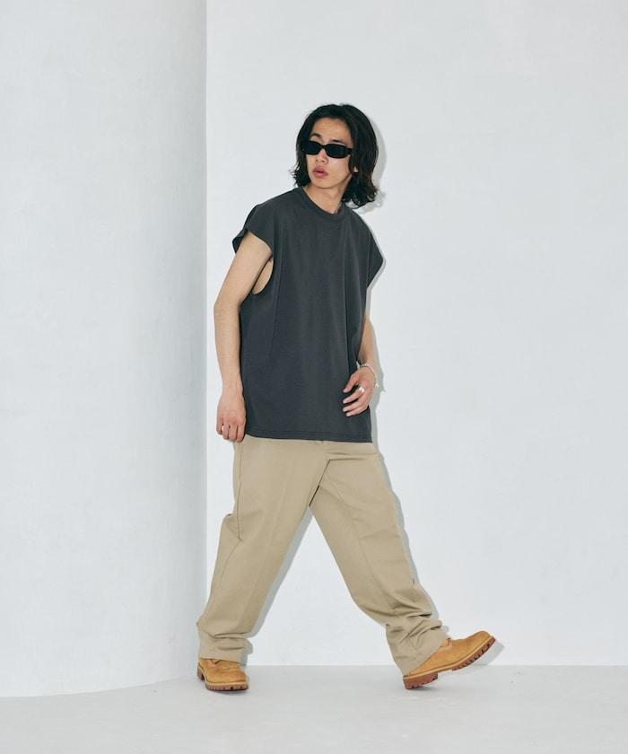 寬鬆版型 下垂肩 無袖 圓領T恤