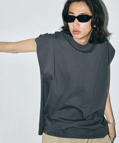 寬鬆版型 下垂肩 無袖 圓領T恤