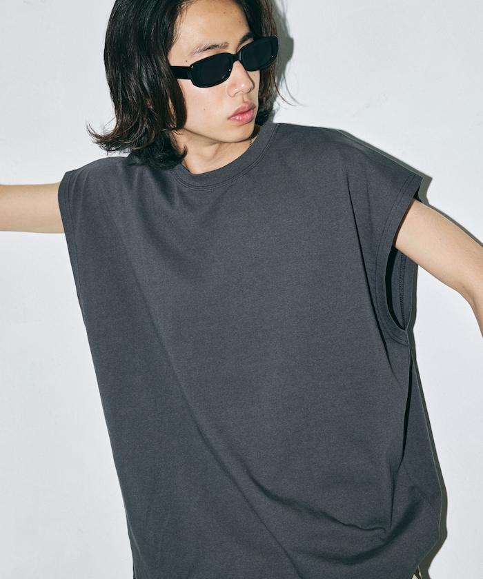 寬鬆版型 下垂肩 無袖 圓領T恤