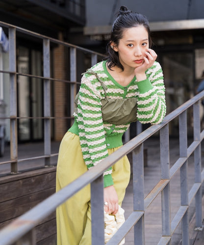 2way 透視 邊框 針織開衫