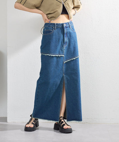 【2尺碼展開】牛仔長開叉裙