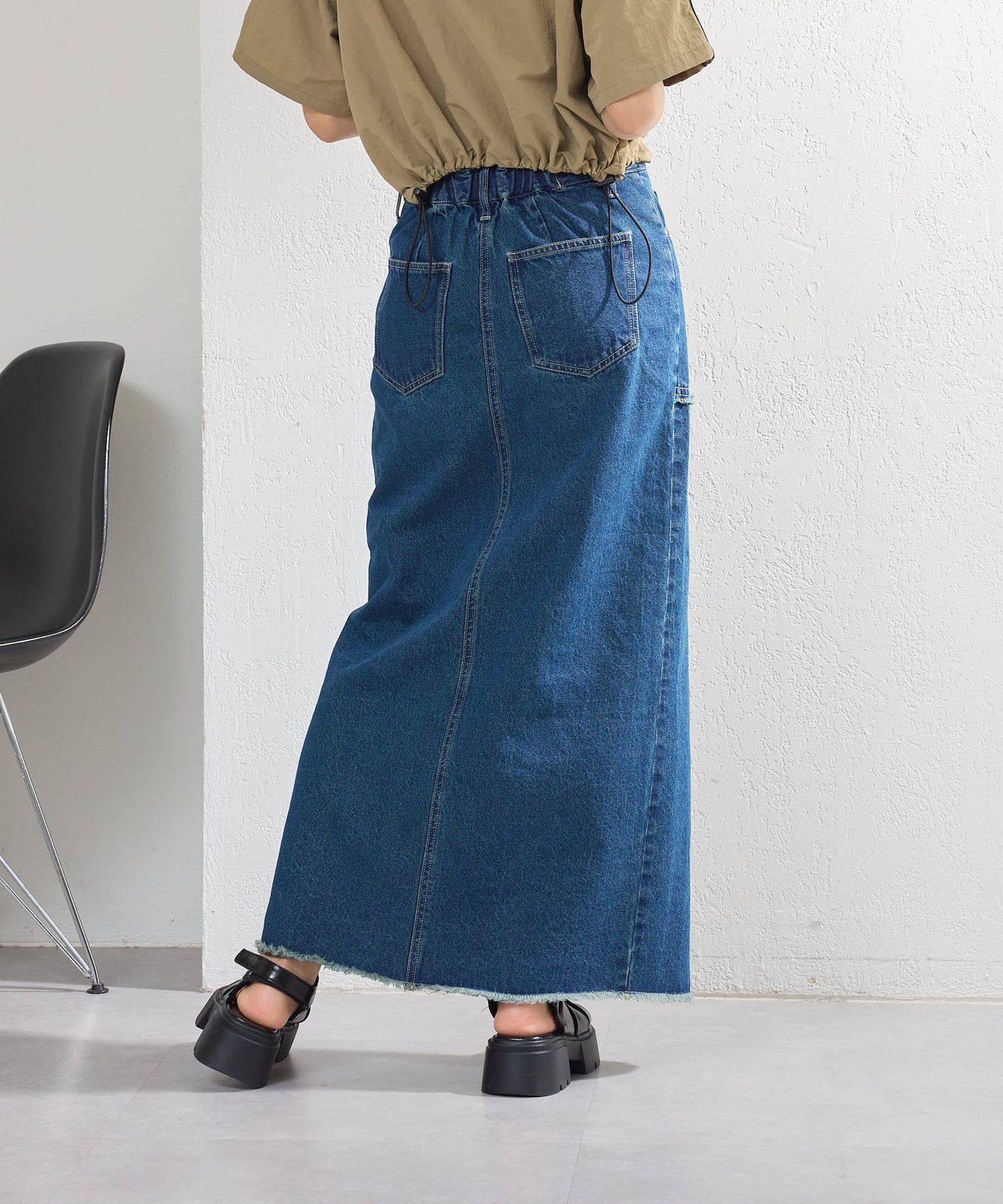 【2尺碼展開】牛仔長開叉裙