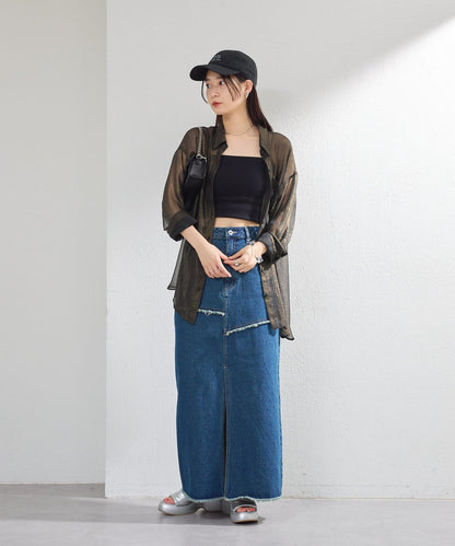 【2尺碼展開】牛仔長開叉裙