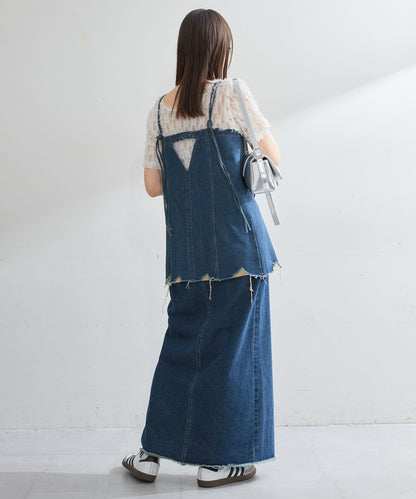 【2尺碼展開】牛仔長開叉裙