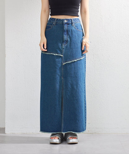 【2尺碼展開】牛仔長開叉裙