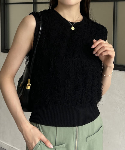 流蘇無袖針織衫