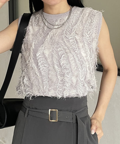 流蘇無袖針織衫