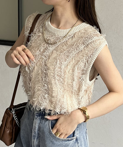 流蘇無袖針織衫