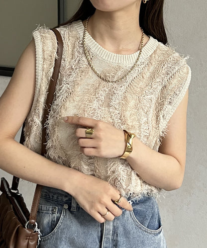 流蘇無袖針織衫