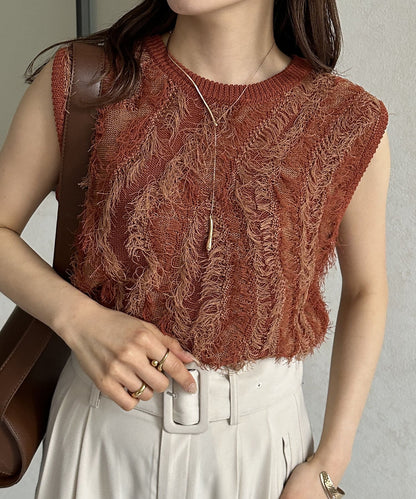 流蘇無袖針織衫