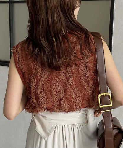 流蘇無袖針織衫