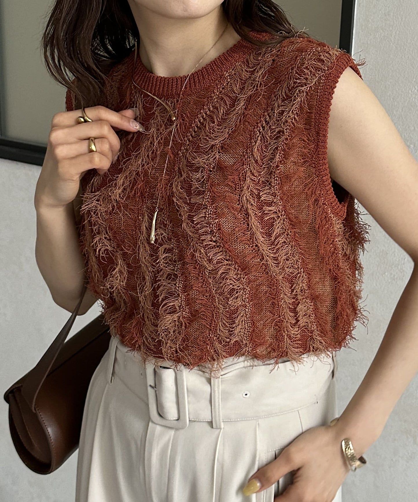 流蘇無袖針織衫