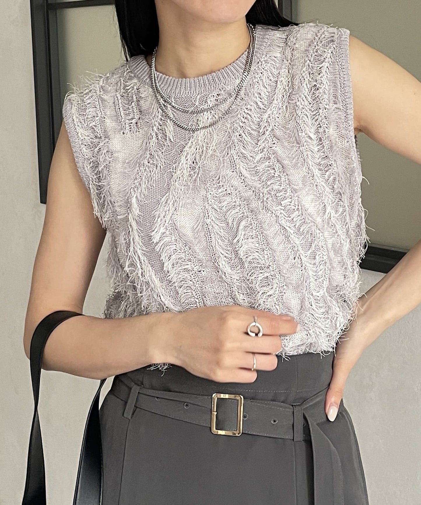 流蘇無袖針織衫