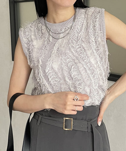 流蘇無袖針織衫