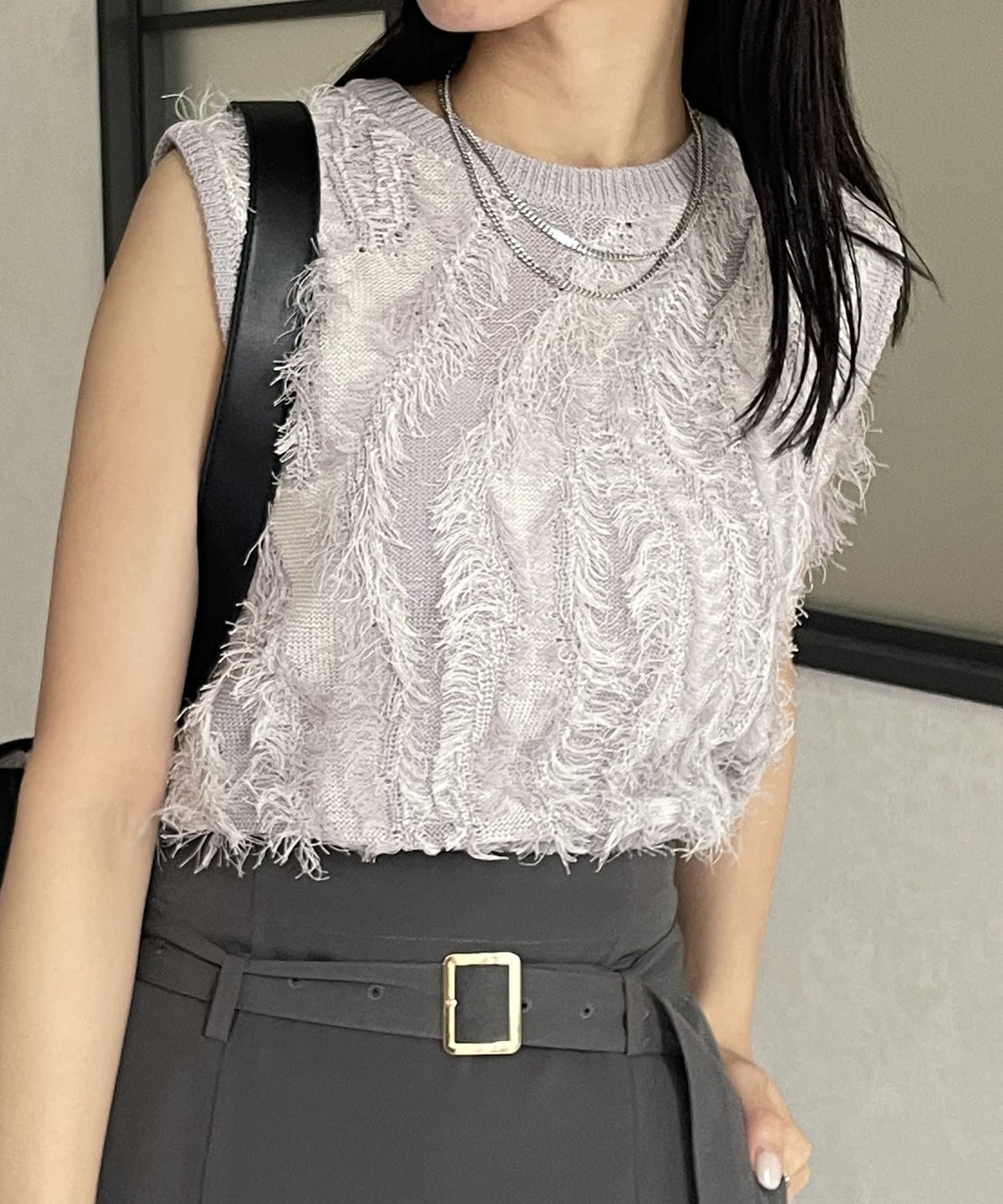 流蘇無袖針織衫