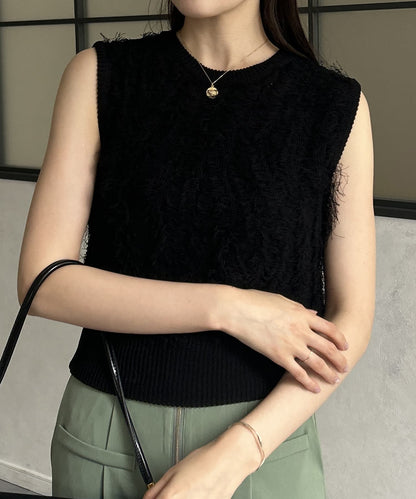 流蘇無袖針織衫