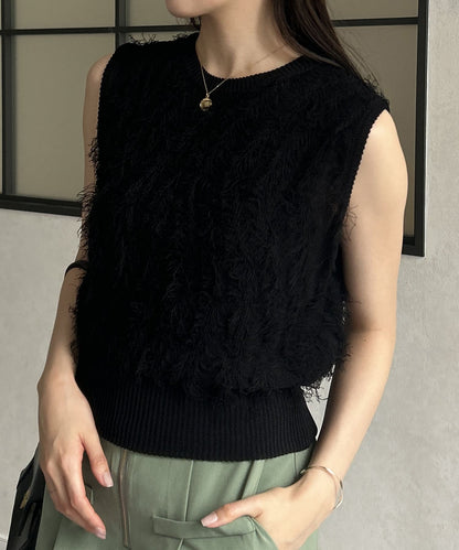 流蘇無袖針織衫