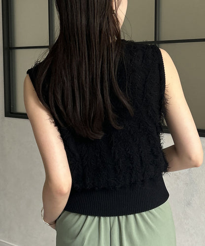 流蘇無袖針織衫