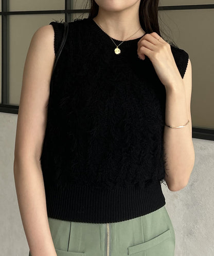 流蘇無袖針織衫