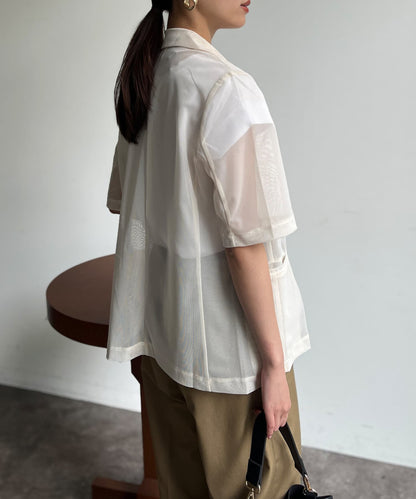 5分袖網眼西裝外套