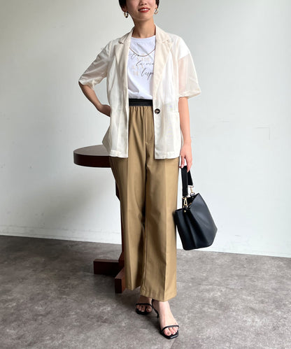 5分袖網眼西裝外套