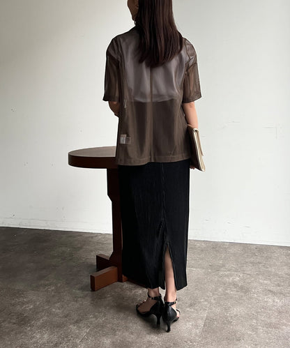 5分袖網眼西裝外套