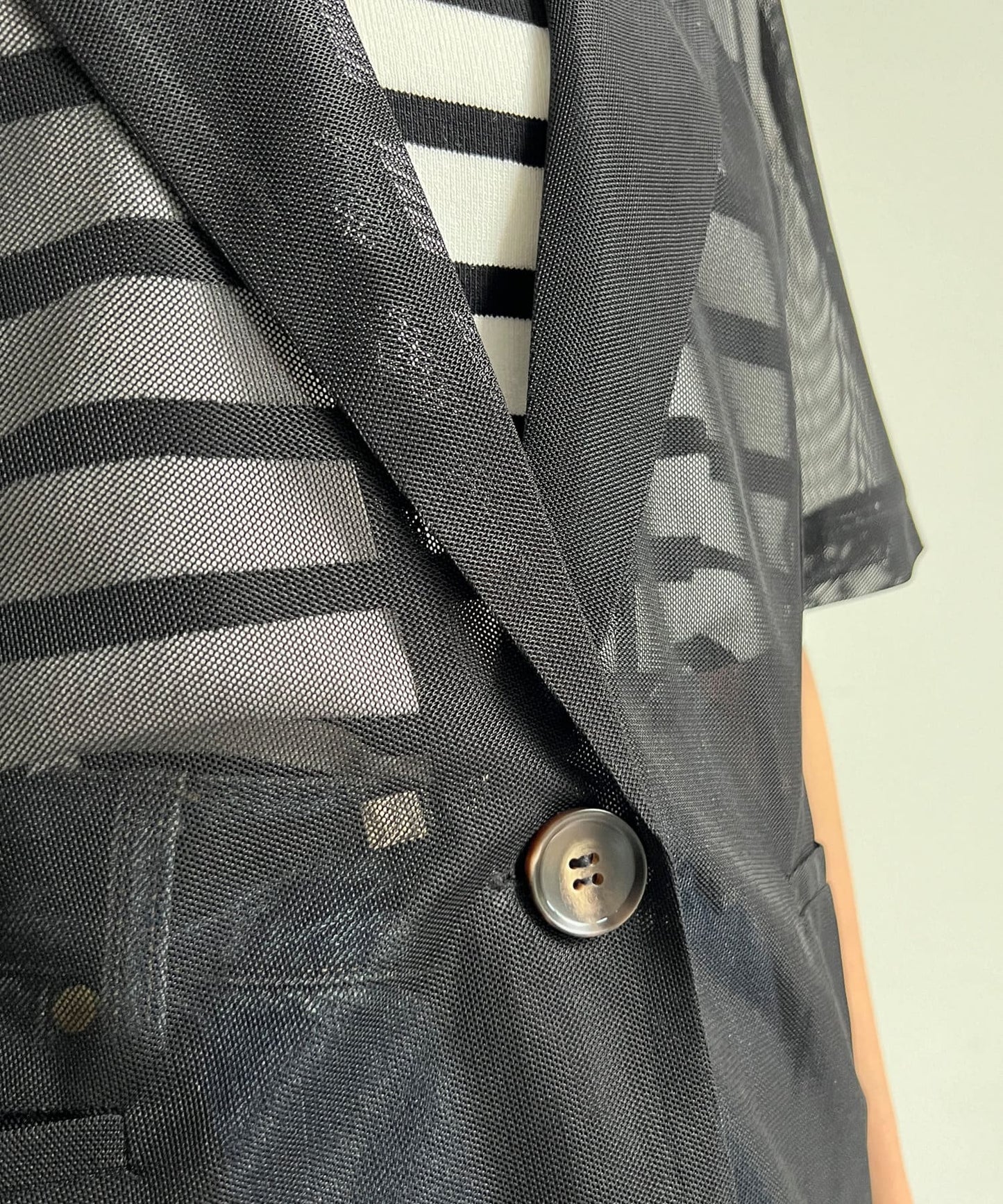 5分袖網眼西裝外套